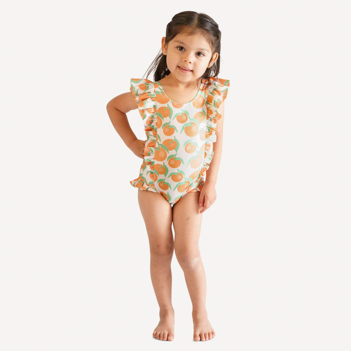 side ruffle tank swimsuit | orange clementine | swim