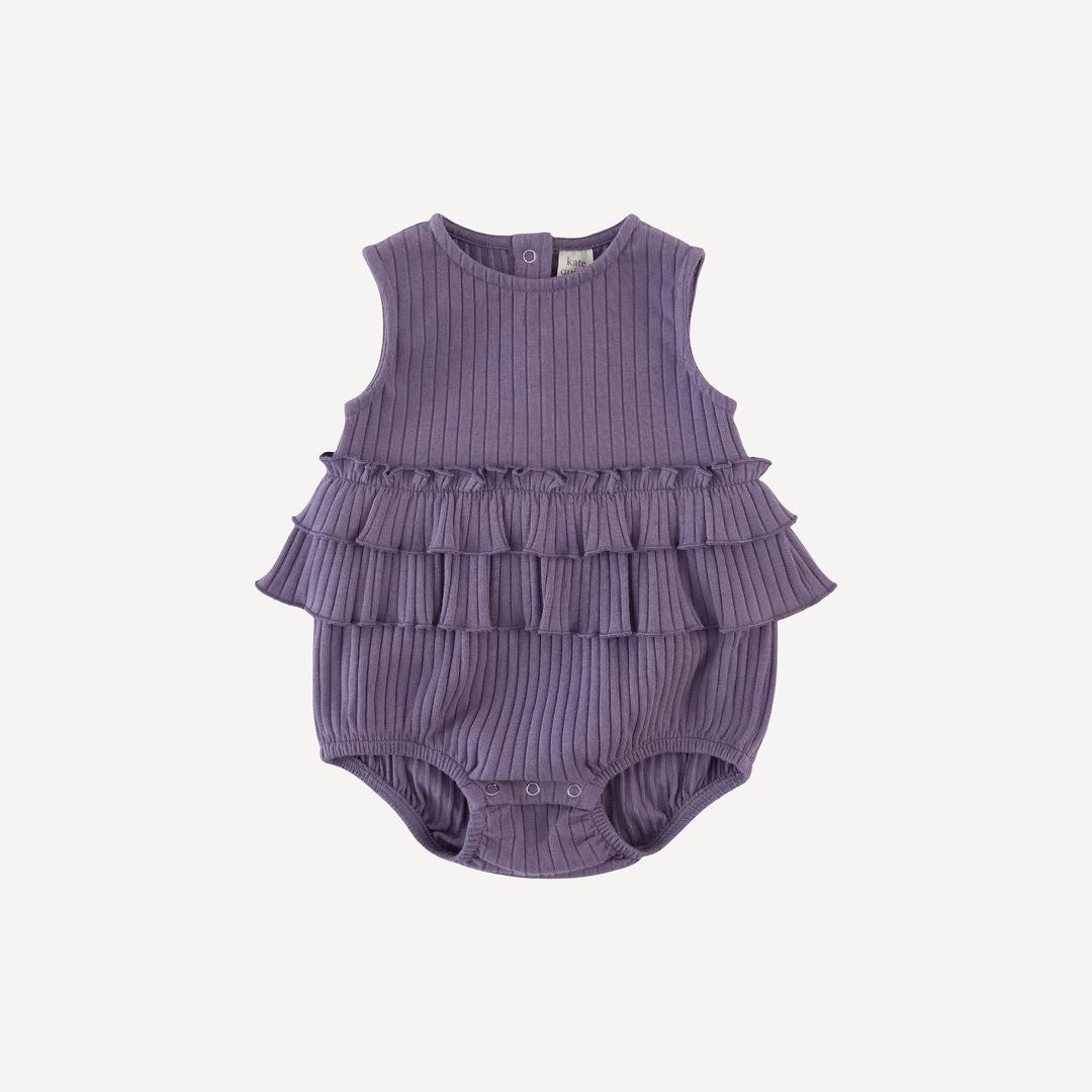sleeveless double skirted bubble | purple sage | organic cotton wide rib