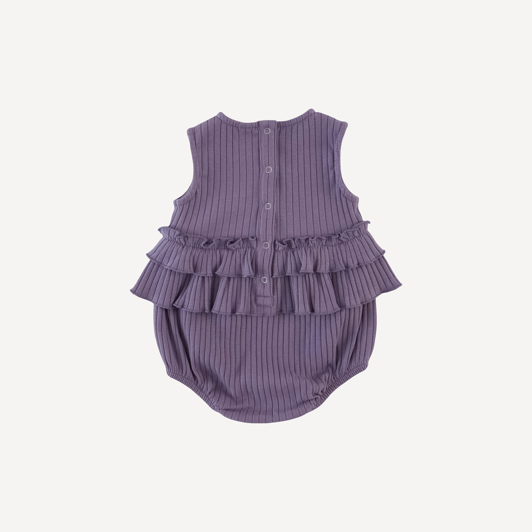 sleeveless double skirted bubble | purple sage | organic cotton wide rib