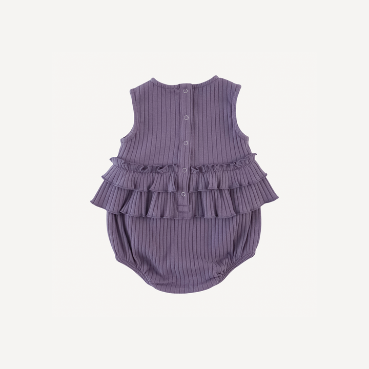 sleeveless double skirted bubble | purple sage | organic cotton wide rib