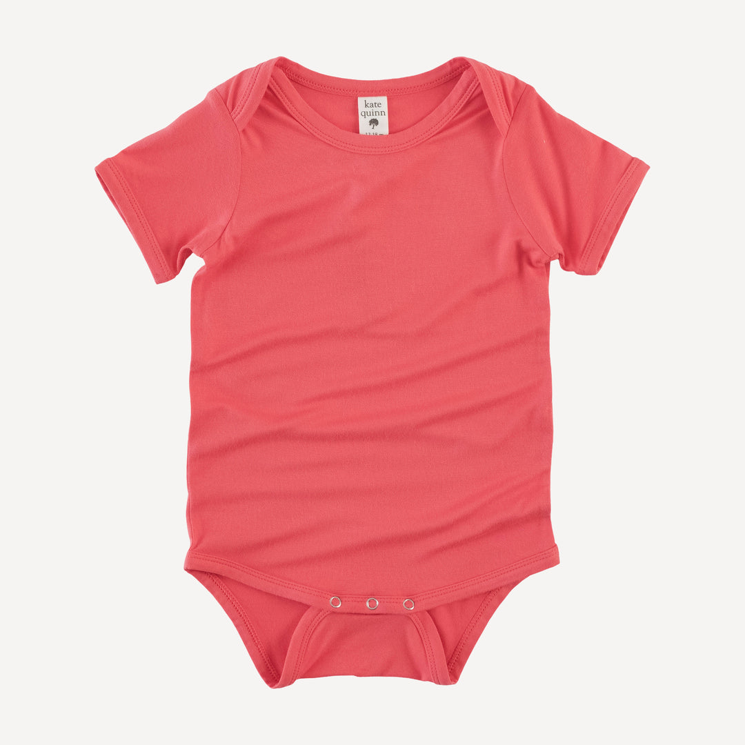 short sleeve lap neck bodysuit | tropical pink | bamboo