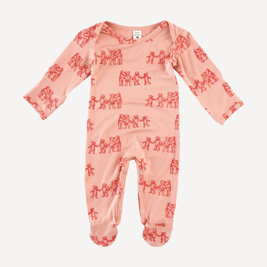 long sleeve lap neck footie | teddy bears | bamboo