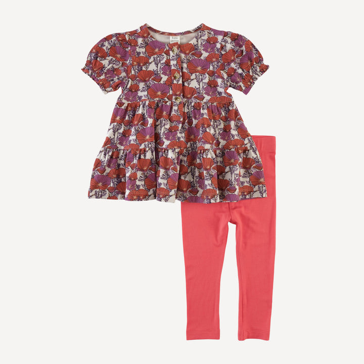 short sleeve prairie top + legging set | poppies | bamboo