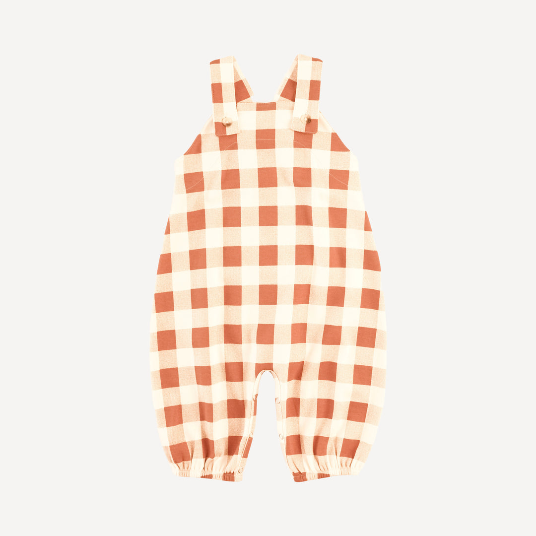 country bubble jumpsuit | caramel gingham | organic cotton interlock