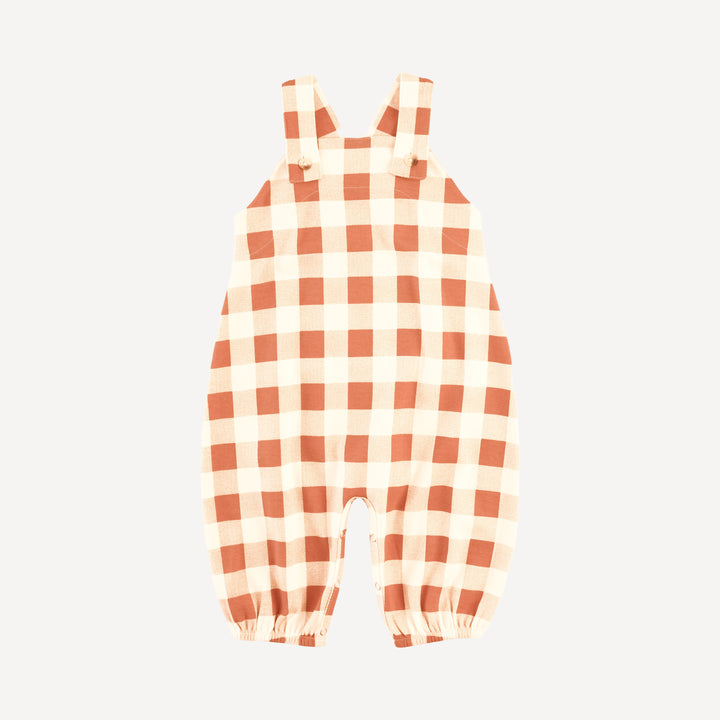country bubble jumpsuit | caramel gingham | organic cotton interlock