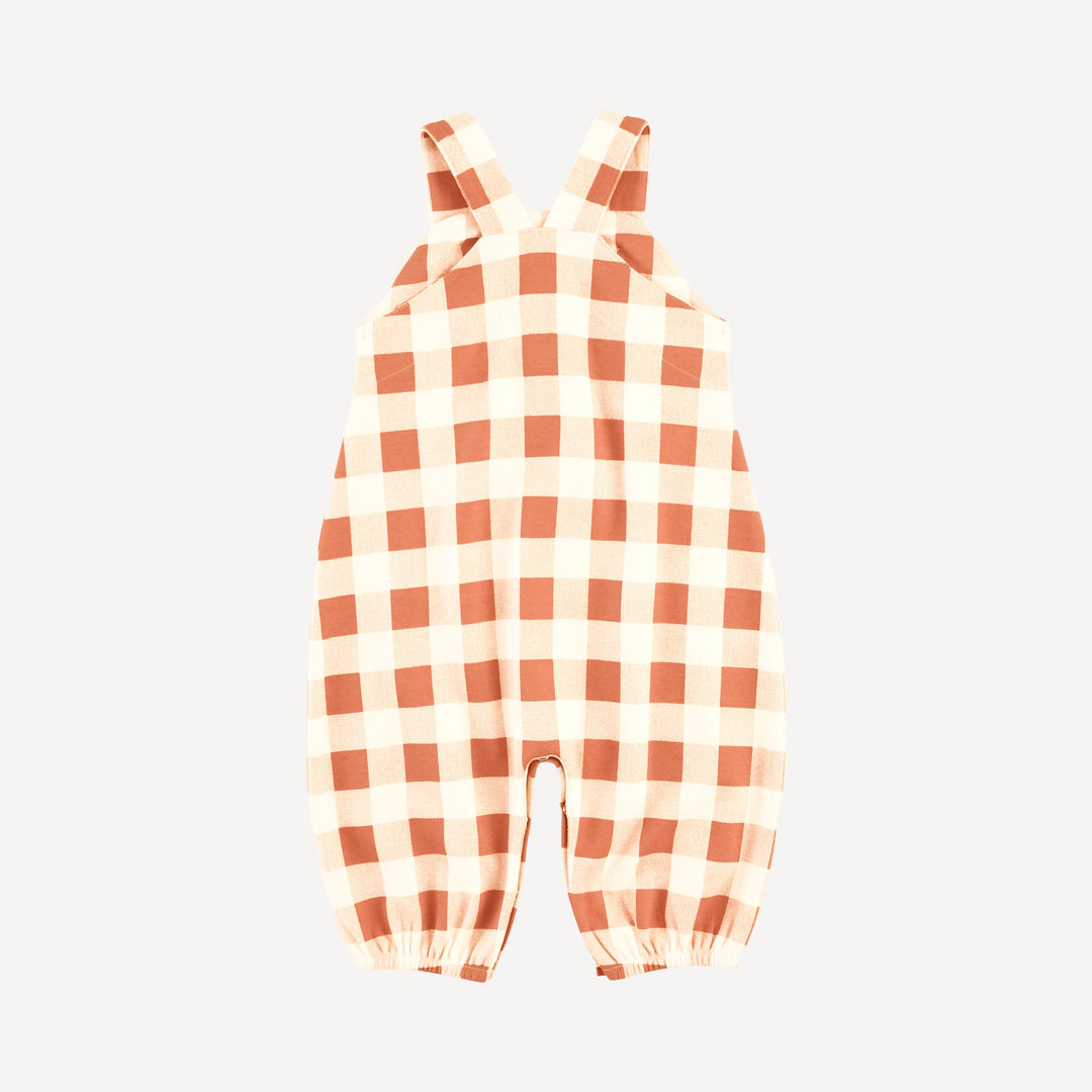 country bubble jumpsuit | caramel gingham | organic cotton interlock