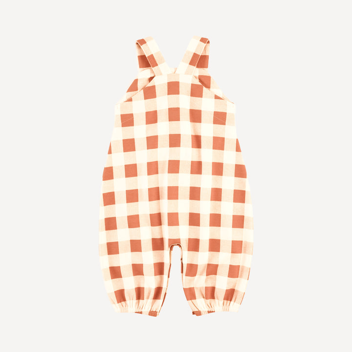 country bubble jumpsuit | caramel gingham | organic cotton interlock