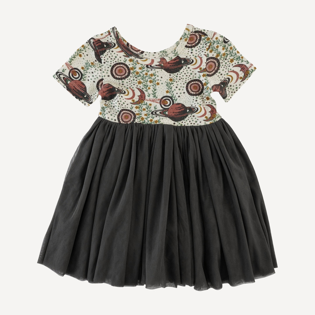 short sleeve ballerina tulle dress | mystical planets | bamboo