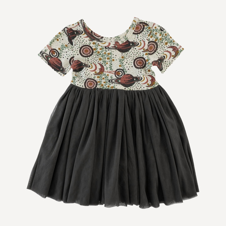 short sleeve ballerina tulle dress | mystical planets | bamboo