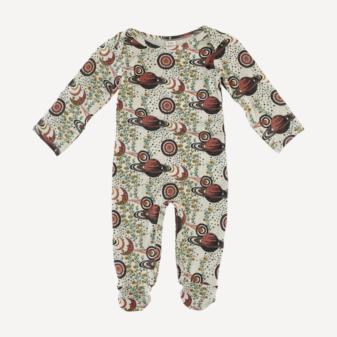 long sleeve lap neck footie | mystical planets | bamboo
