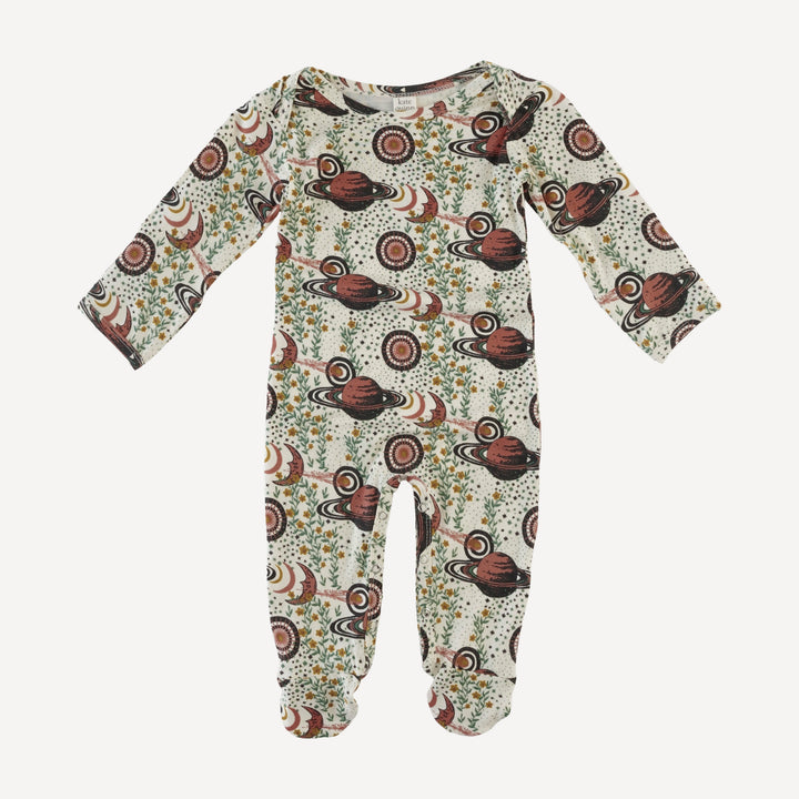 long sleeve lap neck footie | mystical planets | bamboo