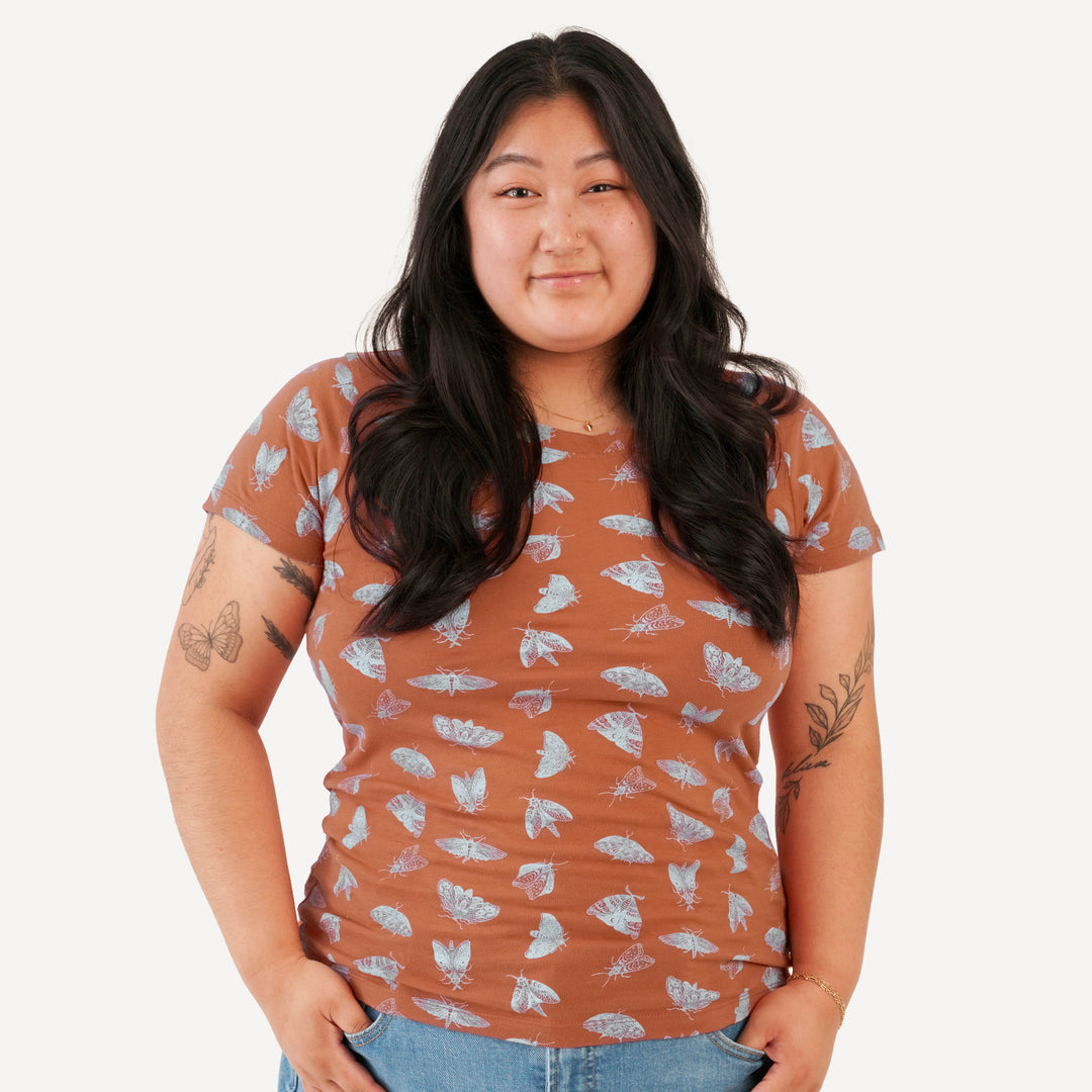 womens basic tee | spicy moth scatter | organic cotton jersey