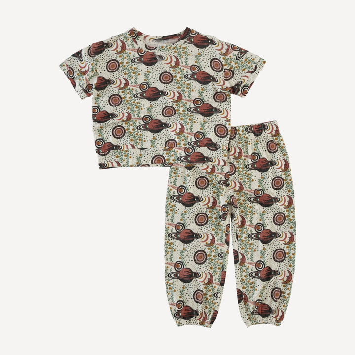 short sleeve relaxed jogger set | mystical planets | bamboo