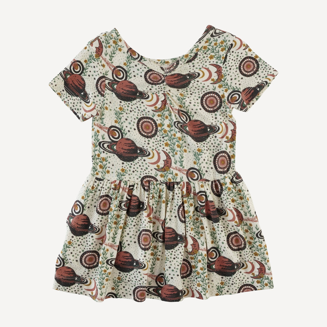 short sleeve twirl dress | mystical planets | bamboo