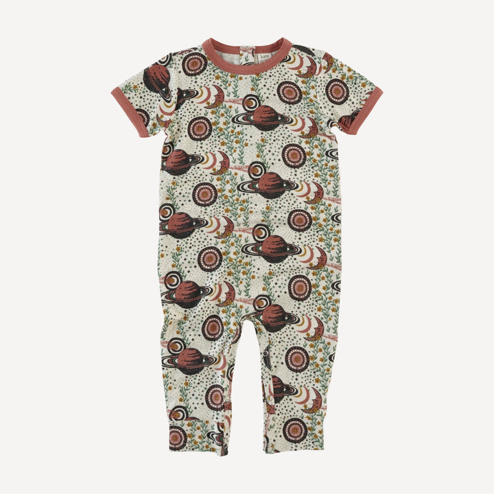 short sleeve ringer sport jumpsuit | mystical planets | bamboo