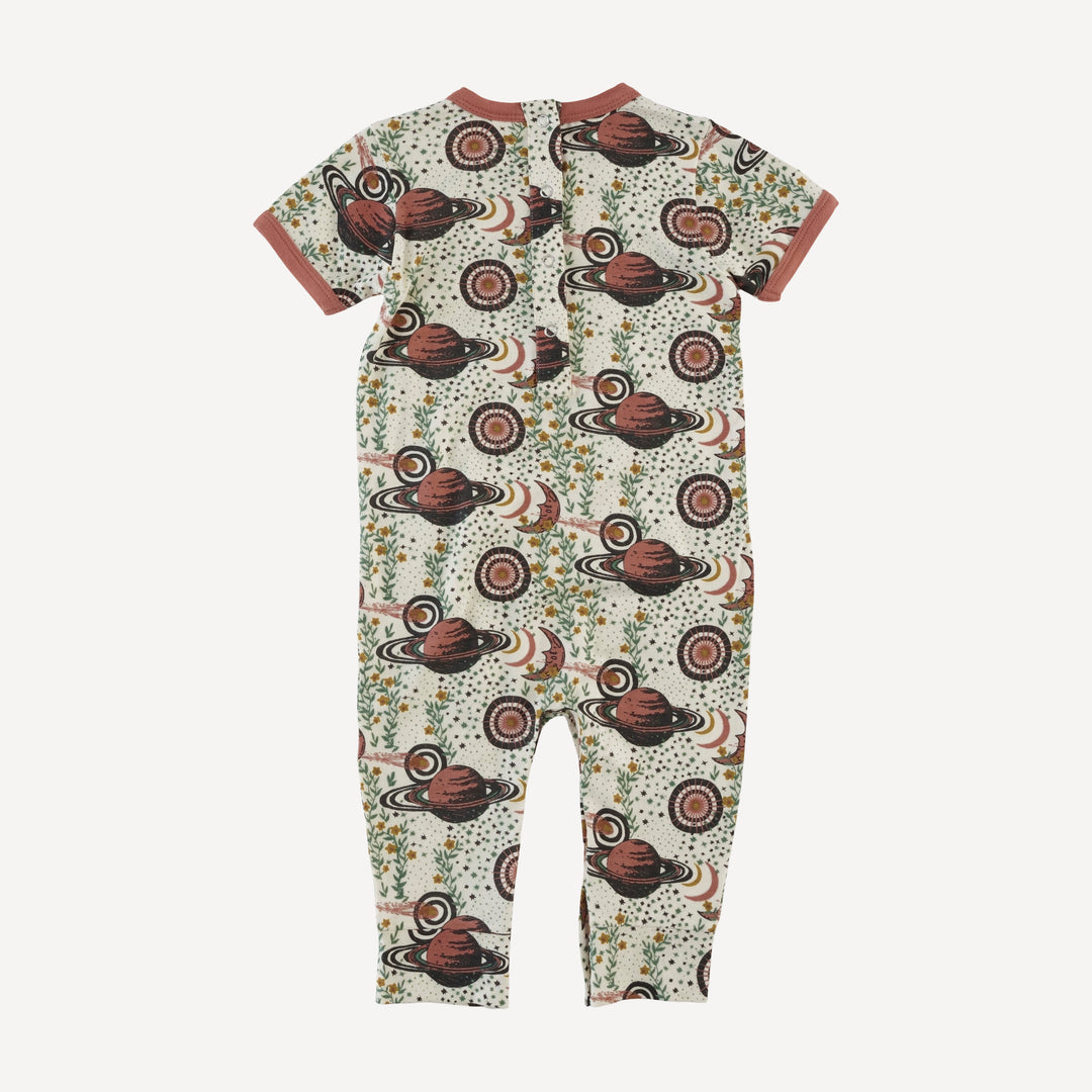 short sleeve ringer sport jumpsuit | mystical planets | bamboo
