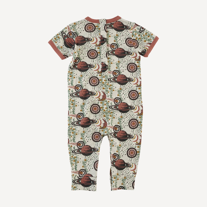 short sleeve ringer sport jumpsuit | mystical planets | bamboo