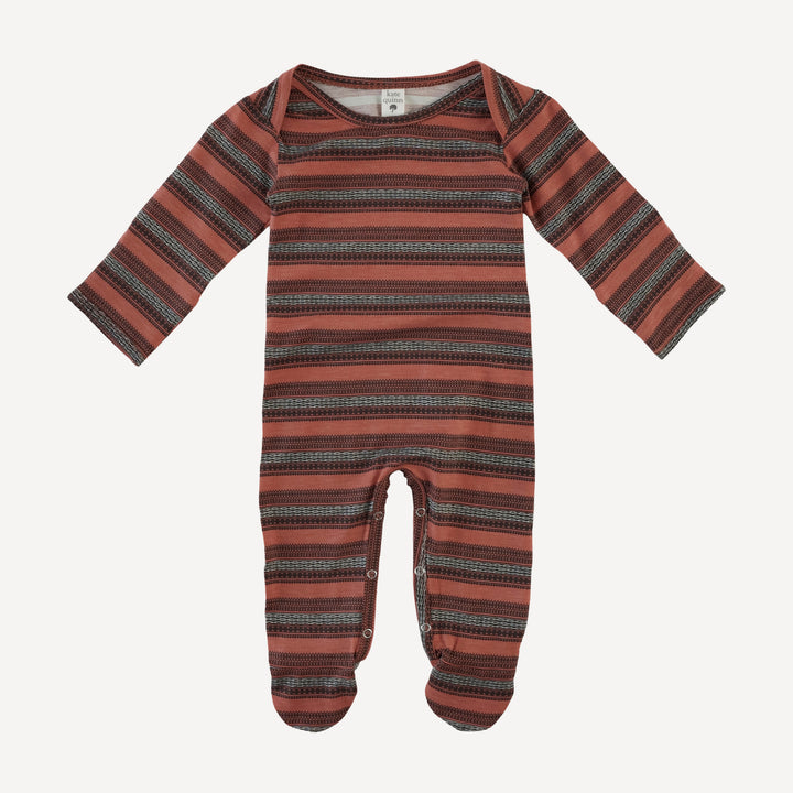 long sleeve lap neck footie | kampala stripe | bamboo