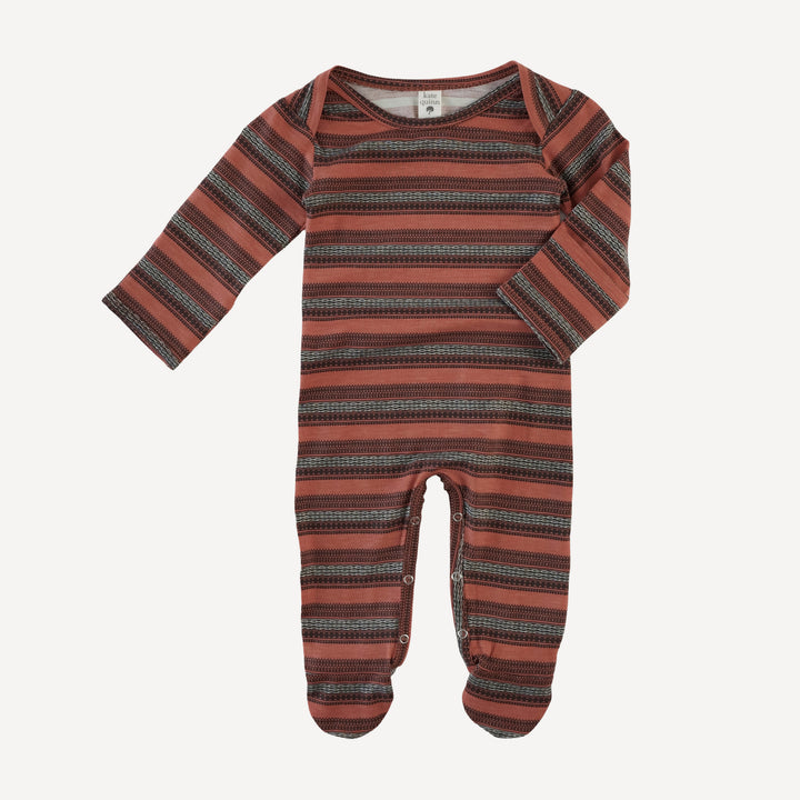 long sleeve lap neck footie | kampala stripe | bamboo