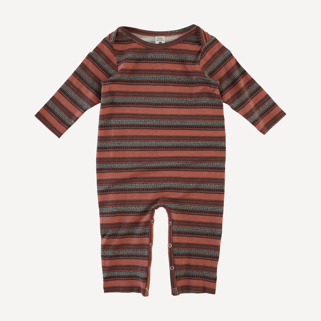 long sleeve lap neck jumpsuit | kampala stripe | bamboo
