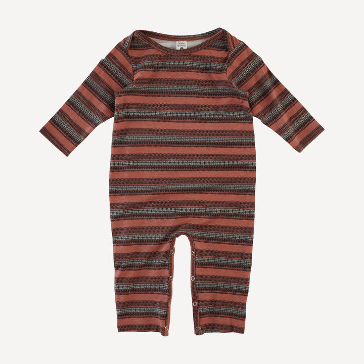 long sleeve lap neck jumpsuit | kampala stripe | bamboo