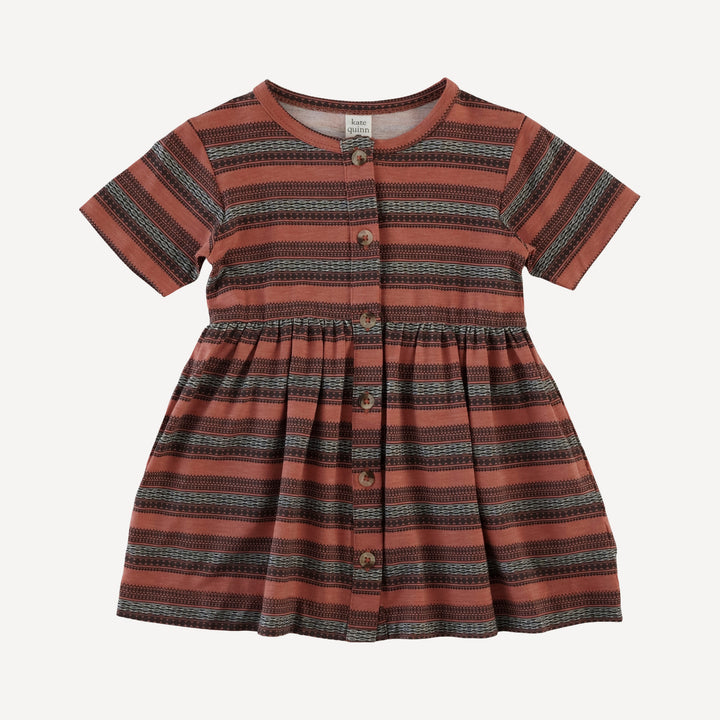 short sleeve button dress | kampala stripe | bamboo