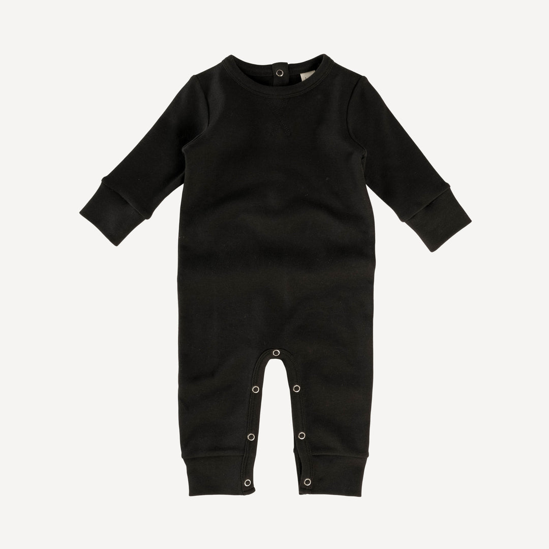 long sleeve topstitch jumpsuit | black | organic cotton interlock