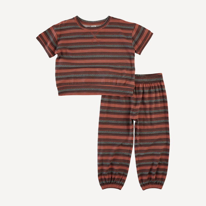 short sleeve relaxed jogger set | kampala stripe | bamboo