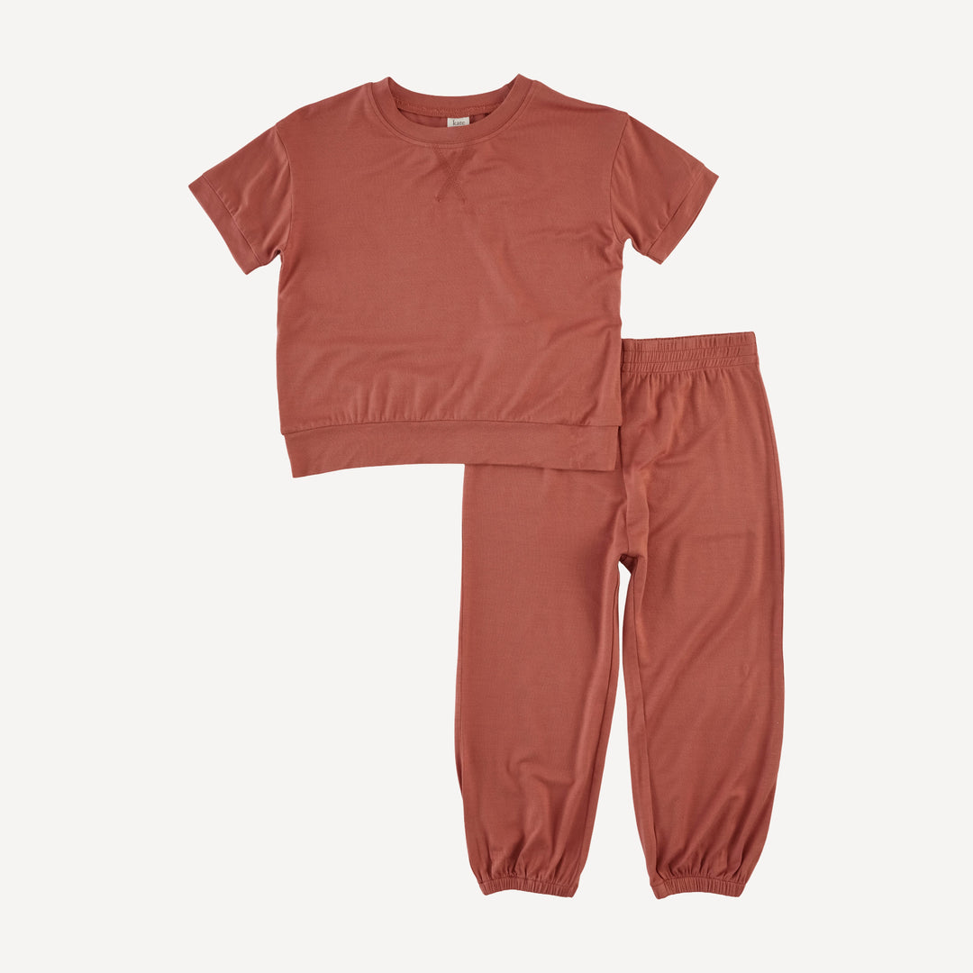 short sleeve relaxed jogger set | aragon | bamboo