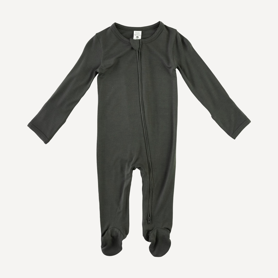 long sleeve two way zipper footie | beluga | bamboo