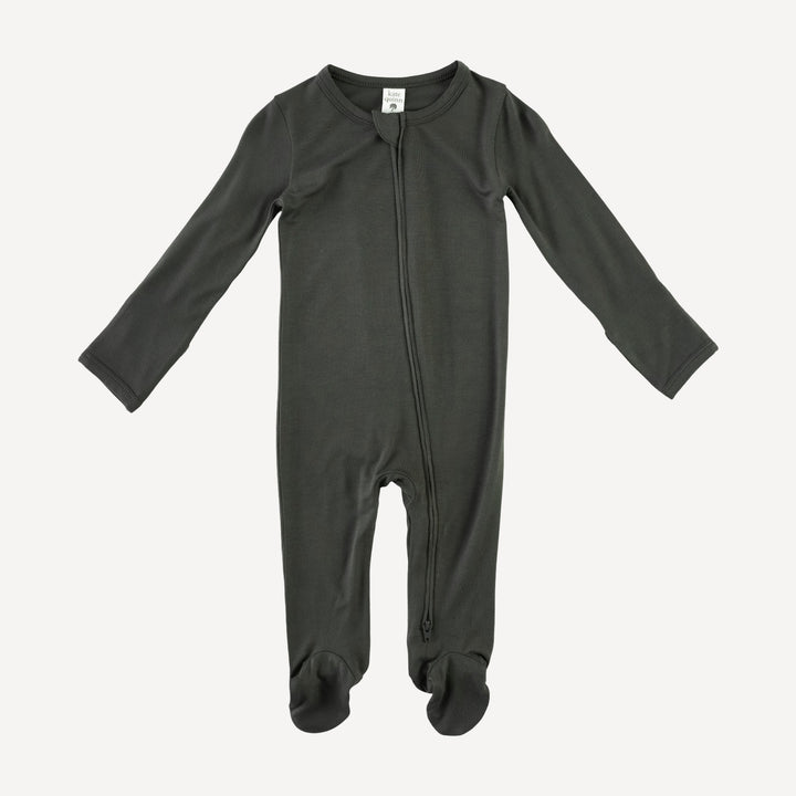 long sleeve two way zipper footie | beluga | bamboo