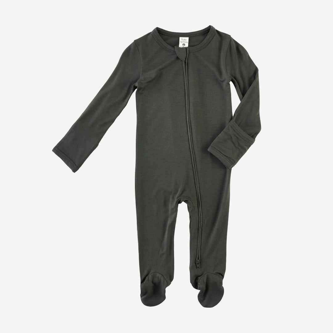 long sleeve two way zipper footie | beluga | bamboo