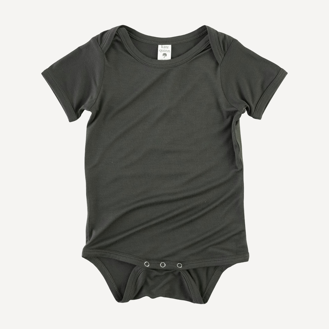 short sleeve lap neck bodysuit | beluga | bamboo
