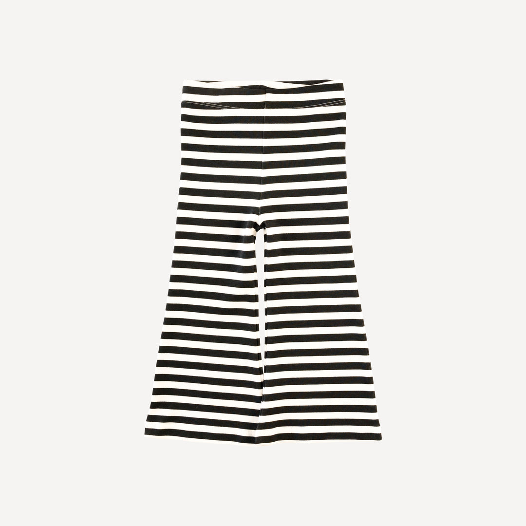 flare leg pant | black & white stripes | organic cotton interlock