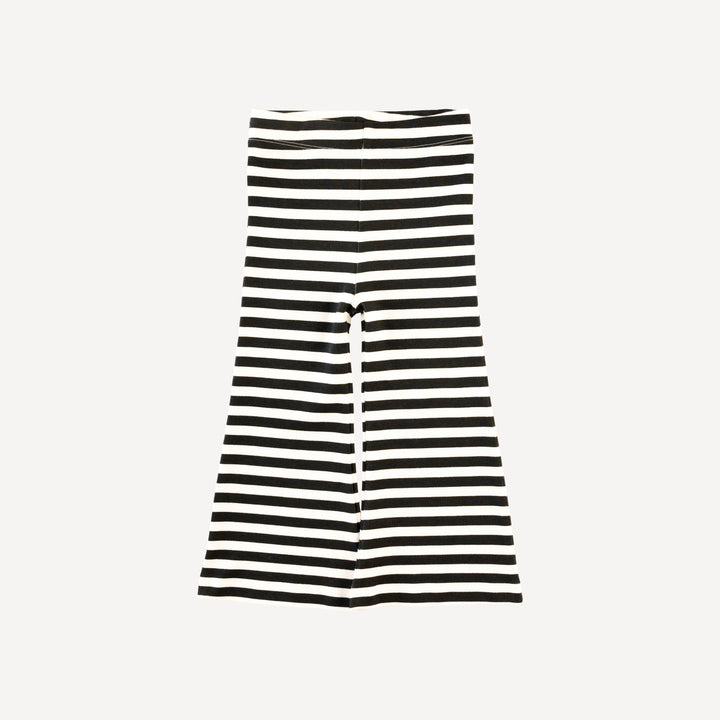 flare leg pant | black & white stripes | organic cotton interlock