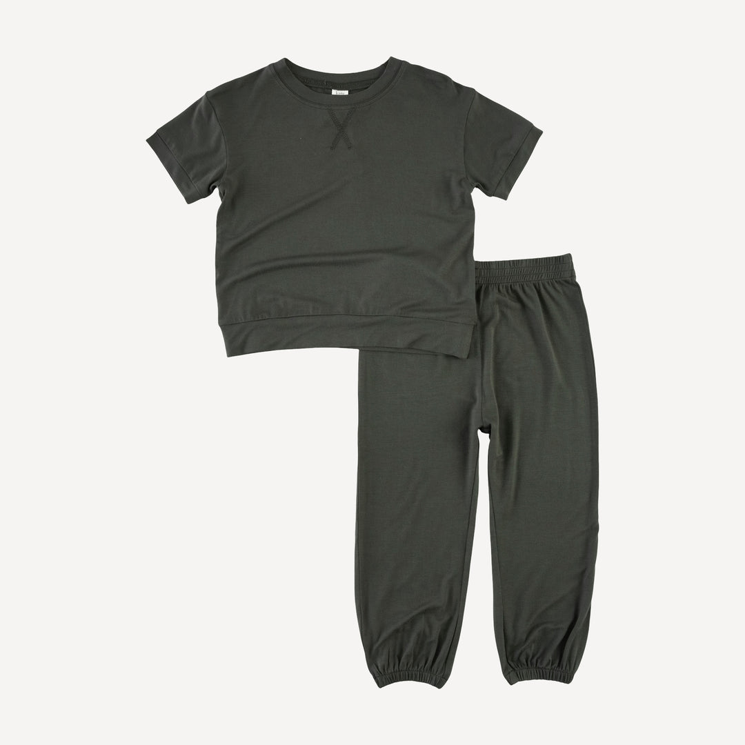 short sleeve relaxed jogger set | beluga | bamboo