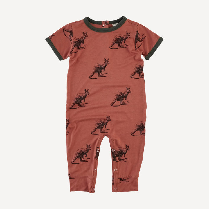 short sleeve ringer sport jumpsuit | kangaroo | bamboo