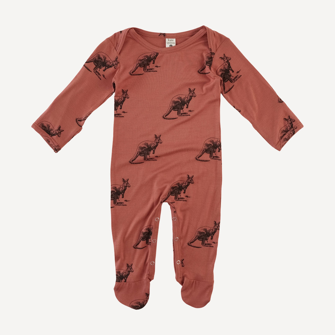 long sleeve lap neck footie | kangaroo | bamboo