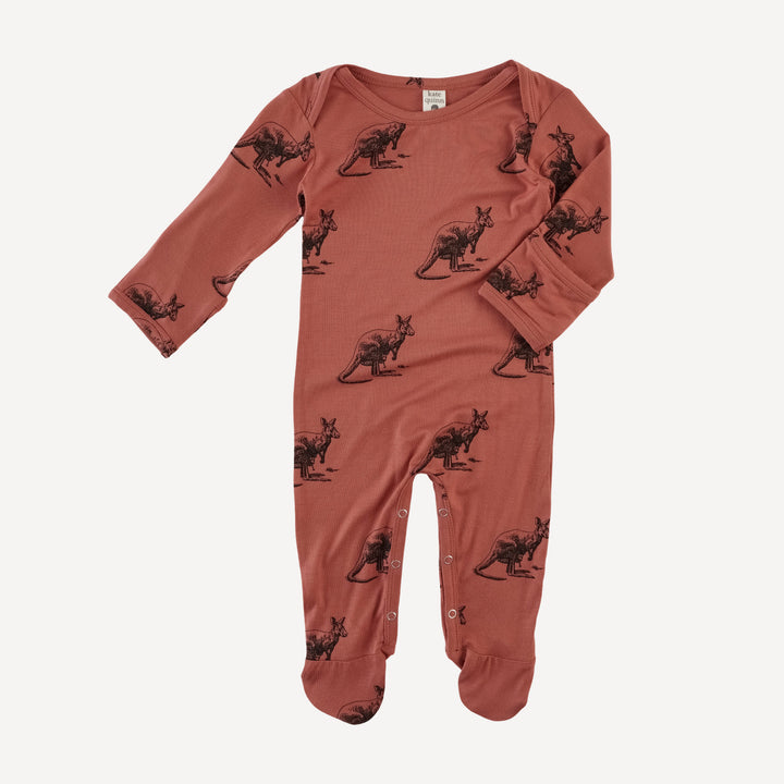 long sleeve lap neck footie | kangaroo | bamboo