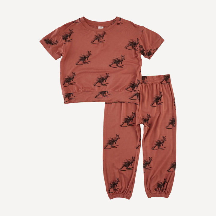 short sleeve relaxed jogger set | kangaroo | bamboo