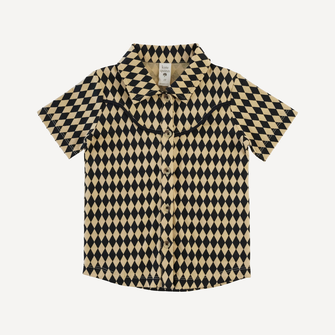 short sleeve urban cowboy shirt | black harlequin | organic cotton jersey