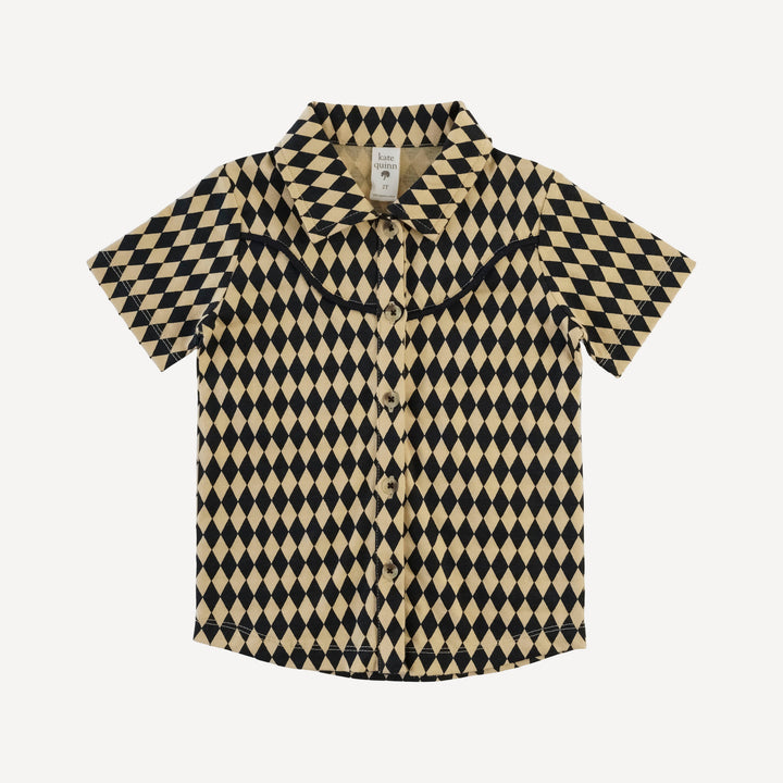 short sleeve urban cowboy shirt | black harlequin | organic cotton jersey