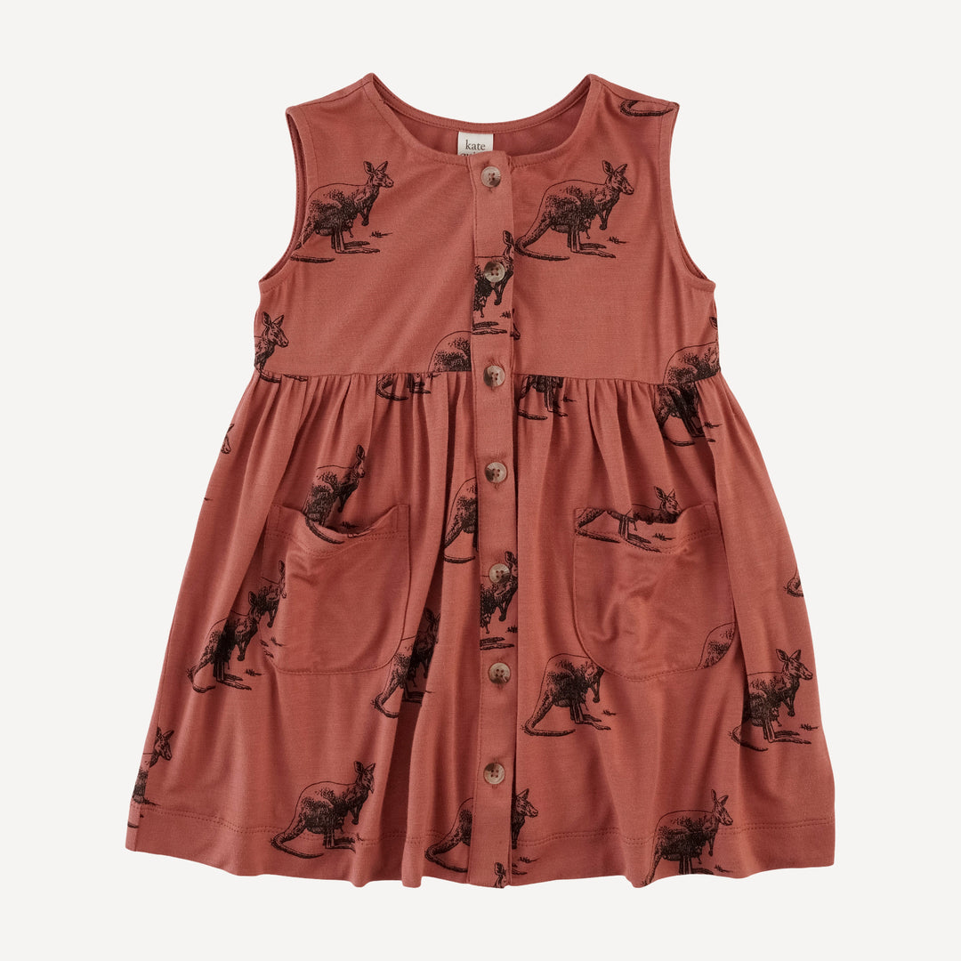 pinafore apron button pocket dress | kangaroo | bamboo