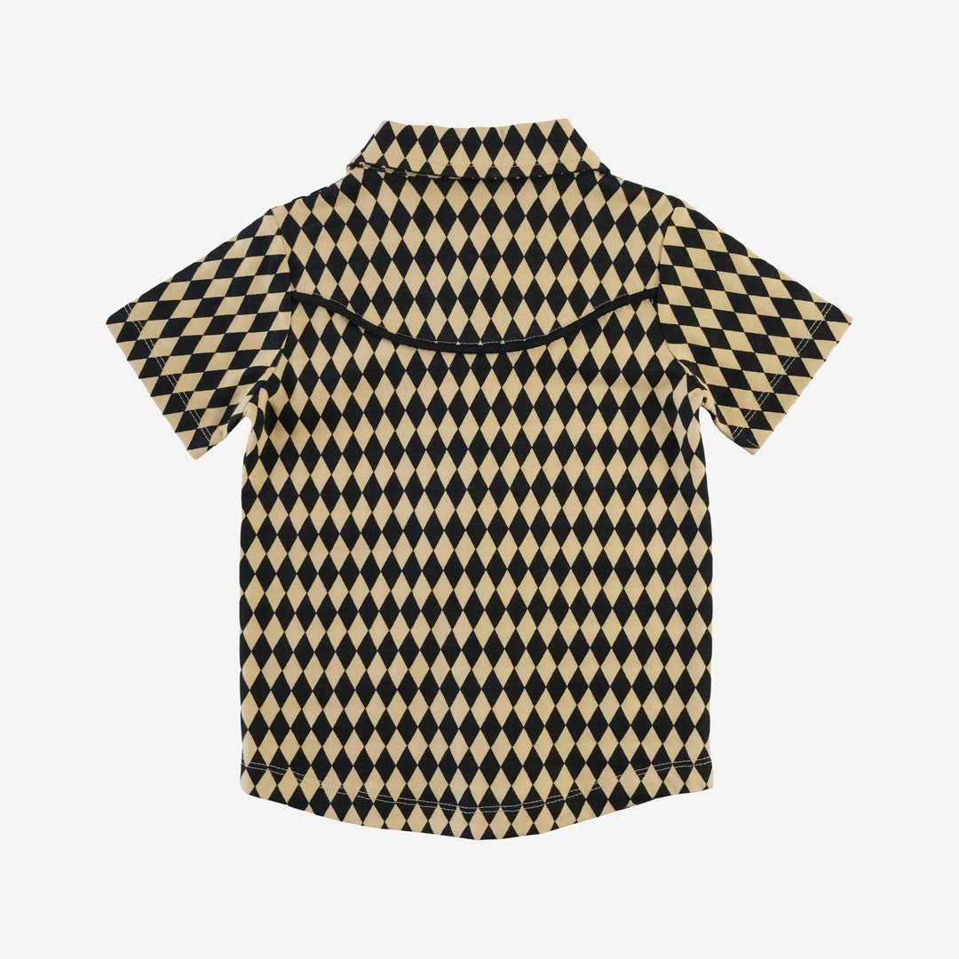 short sleeve urban cowboy shirt | black harlequin | organic cotton jersey