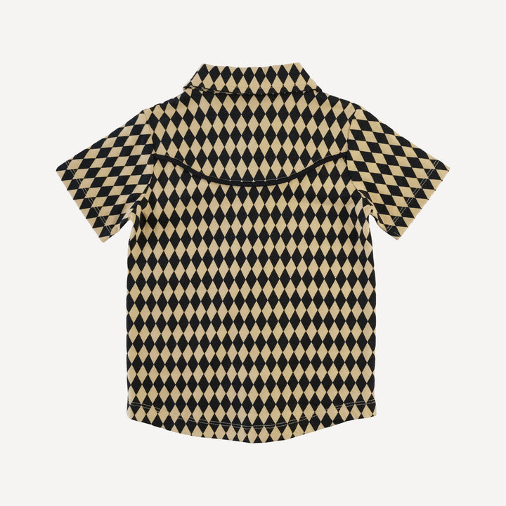 short sleeve urban cowboy shirt | black harlequin | organic cotton jersey