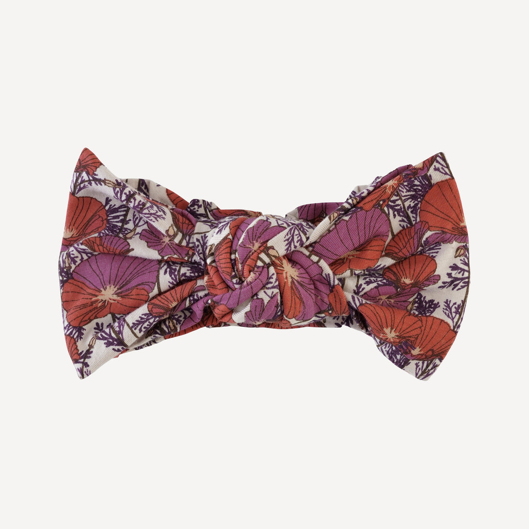 large bow elastic headband | poppies | bamboo