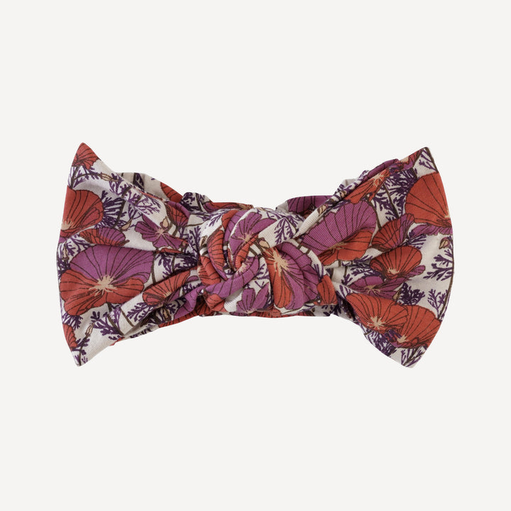 large bow elastic headband | poppies | bamboo