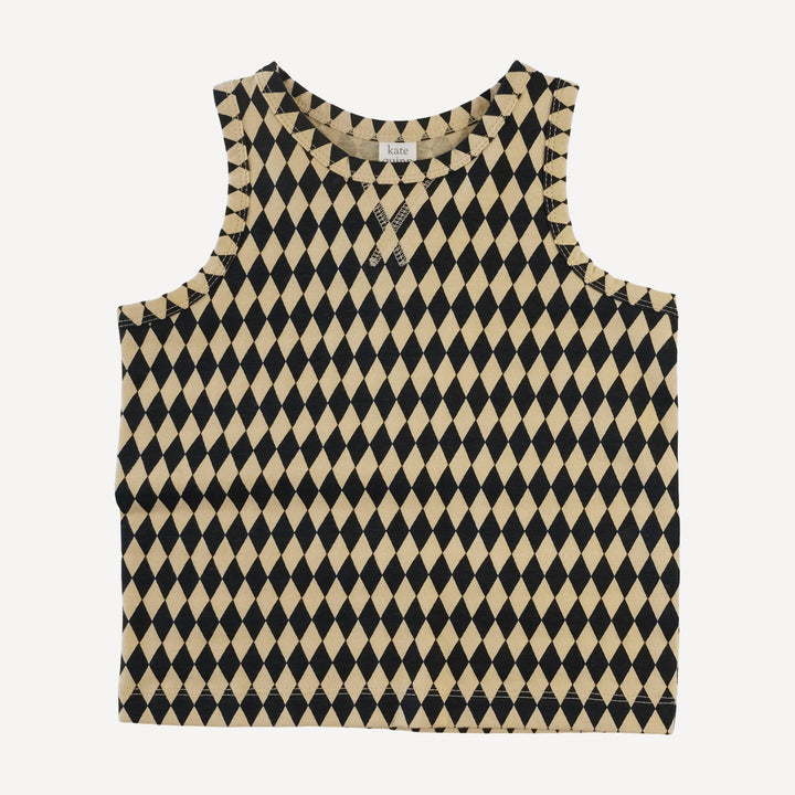 topstitch tank + relaxed short set | black harlequin | organic cotton jersey