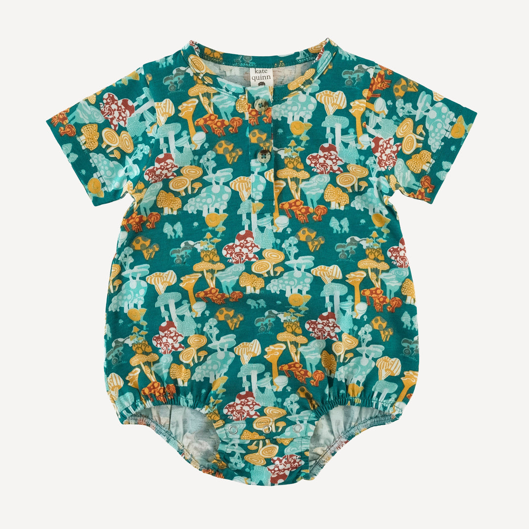 short sleeve henley bubble | magic mushrooms | organic cotton jersey