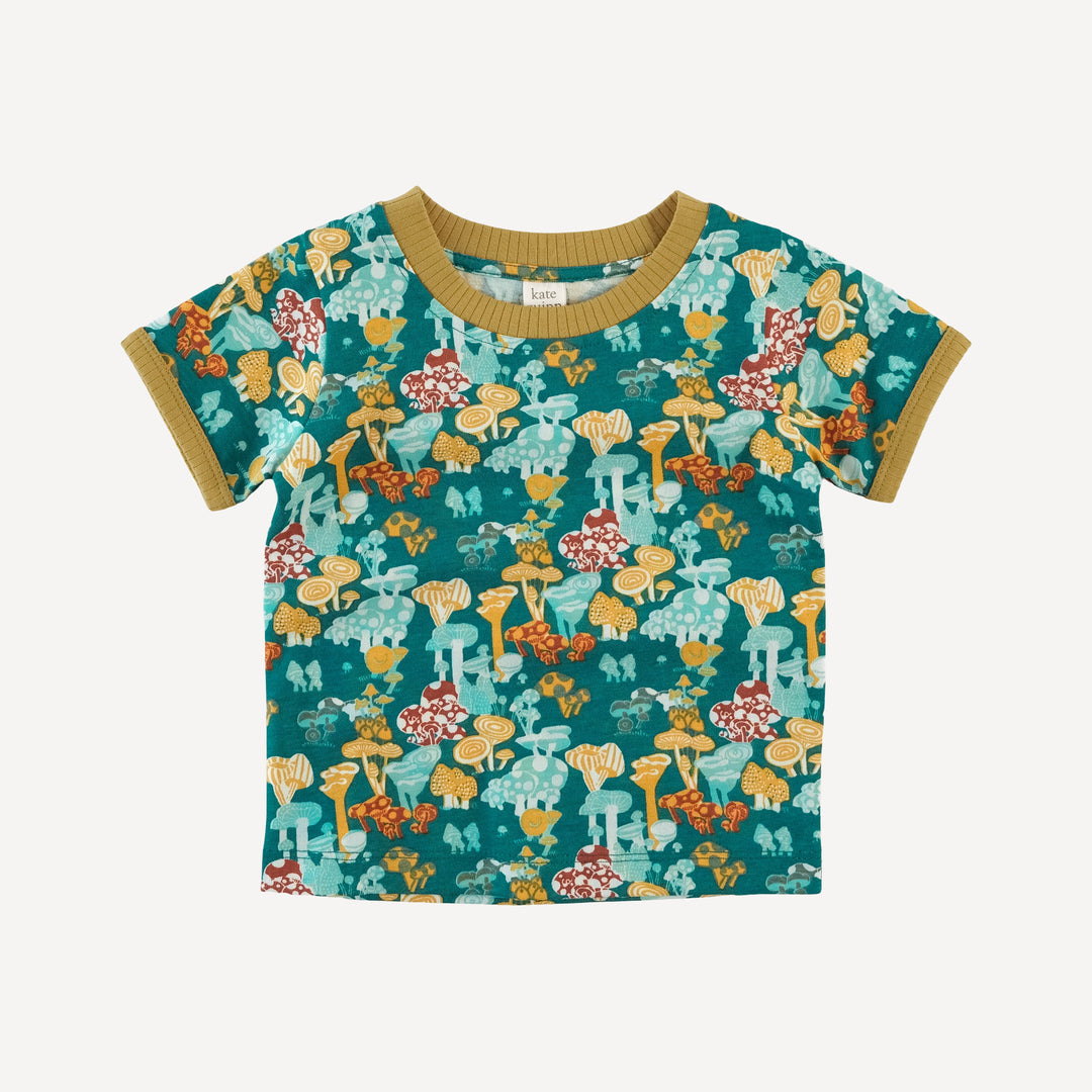 short sleeve ringer tee | magic mushrooms | organic cotton jersey